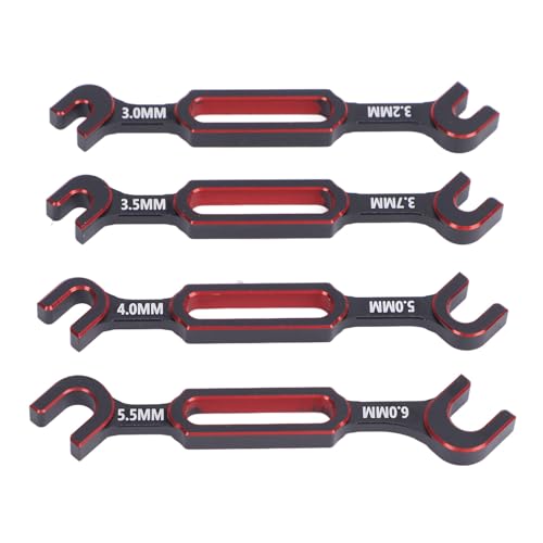 Tbest 4pcs RC -Schraubenschlüssel, Aluminiumlegierung 3.0/3,2/3,5/3,7/4.0/5,0/5,5/6,0 Mm Spannschloss Nussballgelenk Remover Universal Reparaturwerkzeug für RC -Autoboot -Drohnen -LKW (Rot) von Tbest