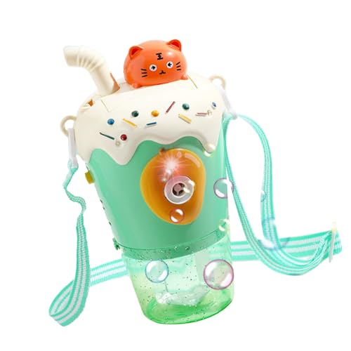 Tbest Automatische Bubble Machine Musical Beleuchtetes Spielzeug für, Milch Tee Tasse Formflaschen Bubble Maker Spielzeug für Home Party Camping, Robustes Plastikmaterial (Green) von Tbest