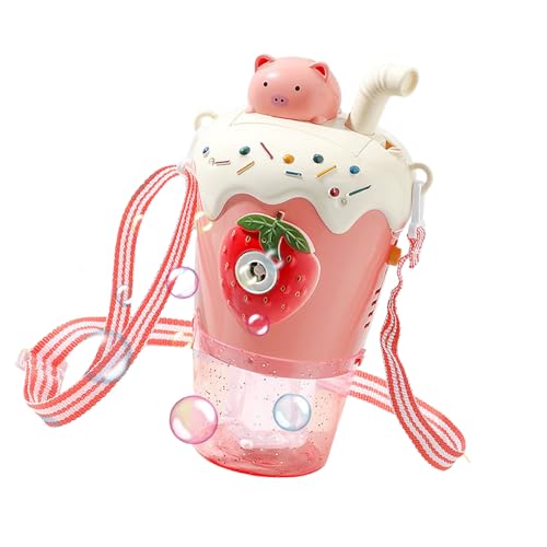 Tbest Automatische Bubble Machine Musical Beleuchtetes Spielzeug für, Milch Tee Tasse Formflaschen Bubble Maker Spielzeug für Home Party Camping, Robustes Plastikmaterial (PINK) von Tbest