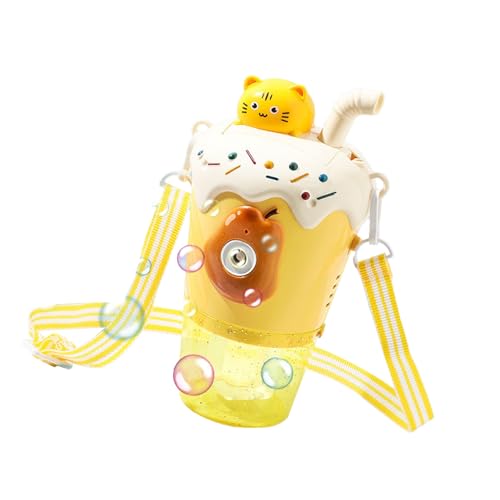 Tbest Automatische Bubble Machine Musical Beleuchtetes Spielzeug für, Milch Tee Tasse Formflaschen Bubble Maker Spielzeug für Home Party Camping, Robustes Plastikmaterial (Yellow) von Tbest