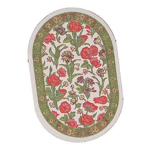 Dollhouse Teppiche 1 12 SC 1/12 Ature Al Teppich, 1/12 Ature Ru Vintage Gewebter Teppichpuppenhaus Dekoration Widder Oval (B01 Grüne Blattblume) von Tbest