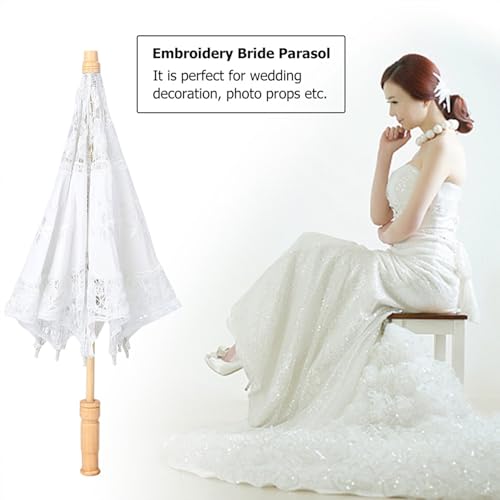 Tbest Einzigartige Handspitzenblume Stickerei Parasol, Hochzeitsfotografie Accessoire (L für Größe 41-47) von Tbest