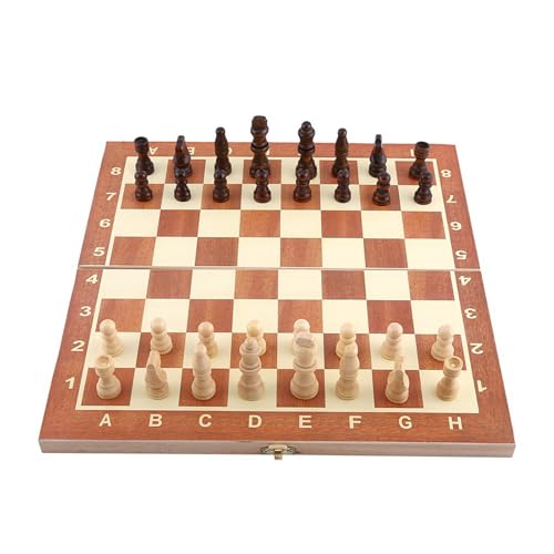 Tbest Holzschach -Set Tragbares Faltbrettspiel für Familienaktivitäten Reise Leichtes Gewicht von Tbest