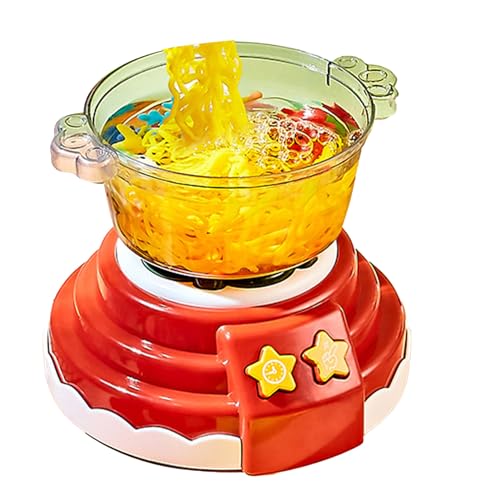 Tbest Hot Pot Maker Kochspielzeug mit Vorgetäuschtem Blasenklang für Logisches Denken - Hot Pot DIY Toy Set für Mädchen (Rot) von Tbest