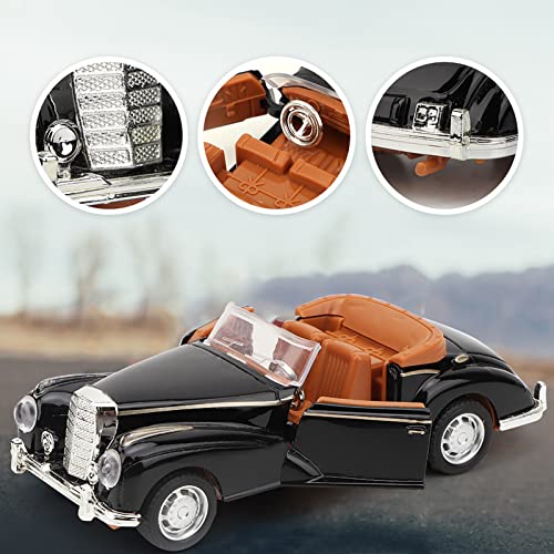 Tbest Klassisches Alloy Toy Car Car Roadster Musik- und Lichtmodellfahrzeug für Hand-Auge-Koordinationstraining, Spielzeugautomodell für Eltern-Kind-Interaktion (Black) von Tbest