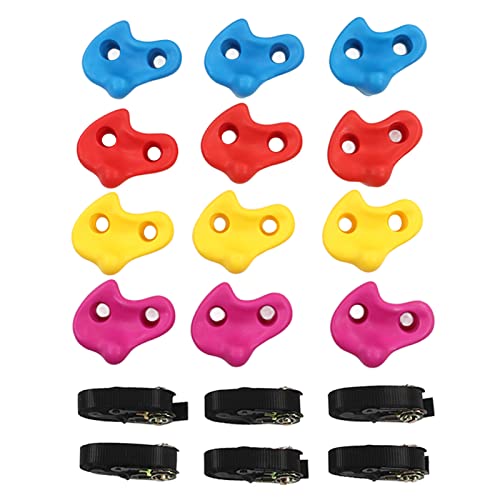Tbest Klettergriffe, 12-teiliges, Robustes, Starkes Felswand-Kletterset, Felswand-Klettergriffe mit Riemen für Kletterwandbäume Im Innen- und Außenbereich Tbest Klettergriffe, 12-teiliges, Robustes, Starkes Felswand-Kletterset, Felswand-Klettergriffe mit Riemen für Kletterwandbäume Im Innen- und Außenbereich von Tbest