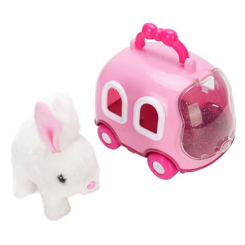 Tbest Lifelike Interactive Bunny mit Beweglichen Ohren, Käfig-Inclusive-Set, Huggierbarer Sensorischer Begleiter für Mädchen Im Alter von 5,6,7,8, Premium-Plüschmaterial, Ideal für das von Tbest