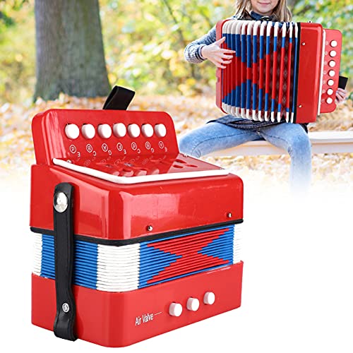 Tbest Mini Small Accordion Toy für Kinder, 7-Key 2 Bass Kinder Akkordeon, Bildungsinstrument Rhythmusspielzeug für (Rot) von Tbest