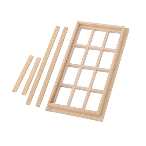 Tbest Puppenhaus-MINIATURFENSTER, HLZERNES Puppenhaus MIT 12 Scheiben, Leeres Fenster, Mini-Mbel für 1/12 Puppenhaus (Leer (Schmucklos) von Tbest