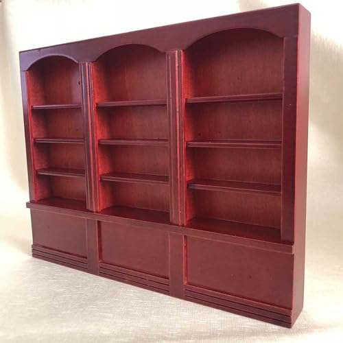 Tbest Puppenhaus Mini -Bücherregal -Displan Schrank Bücherregal Spielzeug, Haltbares Holzmaterial, Großartige Dekoration (Rotbraun) von Tbest