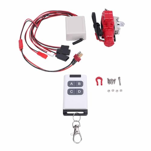 Tbest RC -Auto Winde, Aluminiumlegierung 1/10 Skalierungsmodell Crawler -Fahrzeugzubehör mit Fernbedienungsstecker T -Stecker -Verlängerungskabel für 4 D90 D110 RC -Auto (Rot) von Tbest
