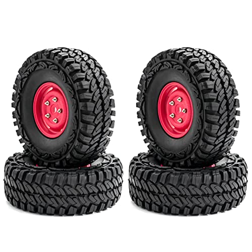 Tbest RC Crawler-Gummireifen Erweiterte Grip 4pcs für 1/10-4 Axial SCX10 CC10 RC-Auto, Geeignet für Jedes Gelände (rotes Typ 1) von Tbest