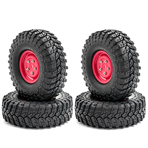 Tbest RC Crawler-Gummireifen Erweiterte Grip 4pcs für 1/10-4 Axial SCX10 CC10 RC-Auto, Geeignet für Jedes Gelände (rotes Typ 3) von Tbest