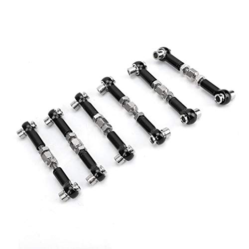 Tbest RC Zugstange Set verstellbar für Servo Link 6 Stück für RC Hobby Model Car 1/10 Tourning Car 47mm Zubehör (schwarz) von Tbest