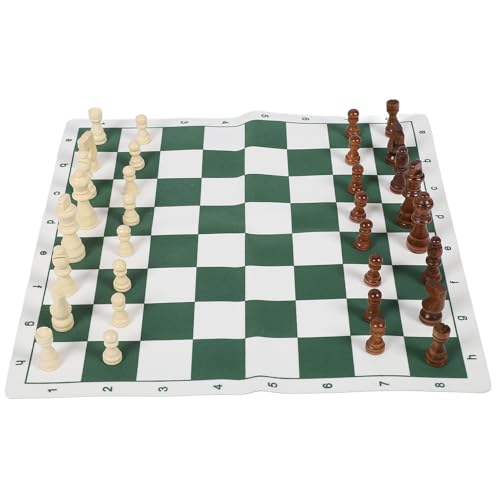 Tbest Reise-Brettspiele, Internationales Schachspiel, Holzschachfigur mit PU-Lederbrett, Zusammenklappbares Roll-Up-Schachspielset für die Freizeit Im Freien von Tbest
