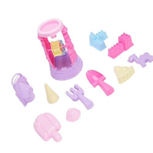 Tbest Sandschlossspielzeug, Plastikstrandeimer Set mit Schaufeln, Entwicklung von Motorkenntnissen und Aufbewahrungswagen Design für Sandspielkreativität (PINK) von Tbest
