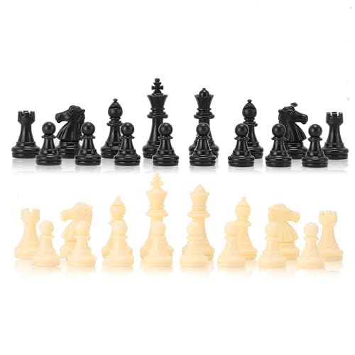 schachfiguren,Gewichtsturnier Schachspielset Nur Schachfiguren, Schachbrettspielset Internationale Schachfiguren Komplettes Schachfigurenset Weiß Und Schwarz (Mittel-64 mm) von Tbest