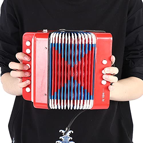 Tbest TSTEST AKUNKTION, Kinder 7 Key 2 Bass Mini Kleines Akkordeon Bildungsmusikinstrument Rhythmus Spielzeug Rot (Rot) von Tbest