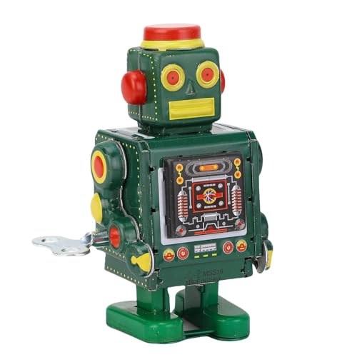 Tbest Vintage -Roboter, Metal Classic Toy mit Wind -up -Griff -Uhrwerk Frühling für Sammlung Café Home Dekoration Fotografie Requisite Geschenke Party Geburtstag (Green) von Tbest
