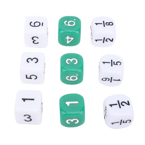 Zahlenwürfel Set 30pcs 6 -Seiten -Kunststoff Weiße Grün 16 -mm -Bruchwürfel für Brettspiele Mathematikunterricht Lernen Bildungsaktivitäten von Tbest