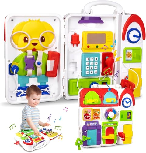 20 in 1 Montessori Busy Board Spielzeug für 1–2 Jahre Kleinkinder Musik/Licht/Farbe/Tastsinn Sensorik Activity Board Lernspielzeug-und-Motorikspielzeug Weihnachts und Geburtstagsspielzeug 20 in 1 Montessori Busy Board Spielzeug für 1–2 Jahre Kleinkinder Musik/Licht/Farbe/Tastsinn Sensorik Activity Board Lernspielzeug-und-Motorikspielzeug Weihnachts und Geburtstagsspielzeug von Tbotfip