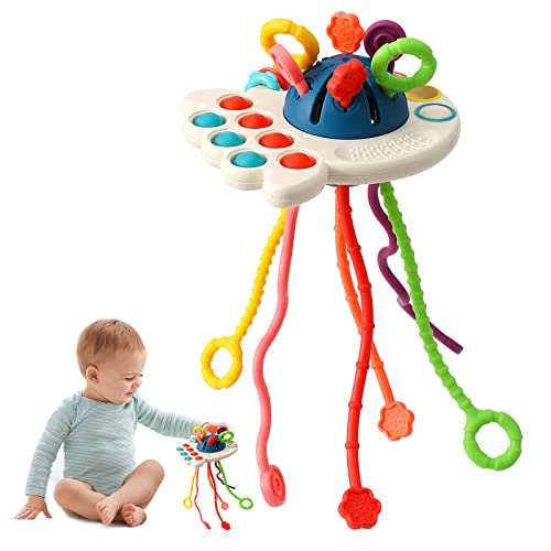 Montessori-Spielzeug, Silikon-Zugschnur-Aktivitätsspielzeug, sensorisches Spielzeug für Kleinkinder, Reisespielzeug für Babys, Geschenk zur Entwicklung feinmotorischer Fähigkeiten für 18 Monate+ von Tbotfip