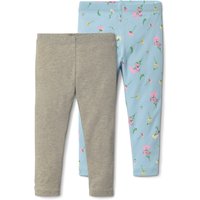 Tchibo - 2 Leggings aus Bio-Baumwolle - Baby - Gr. 62/68 - hellblau/geblümt von Tchibo