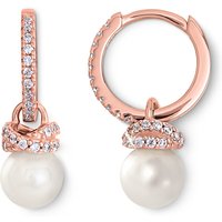 Tchibo - 925 Silber Creolen rosévergoldet mit Perle - weiß von Tchibo