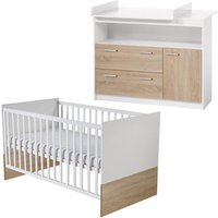roba »Gabriella« Kinderzimmerset mit breiter Wickelkommode und Bett - 76x142x80cm - braun - Holz / Kunststoff von roba