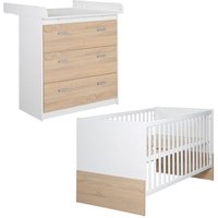 roba »Gabriella« Kinderzimmerset mit schmaler Wickelkommode und Bett - 76x142x80cm - braun - Holz / Kunststoff von roba