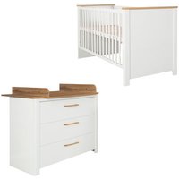 roba Kinderzimmer-Set »Ava« mit Bett und Wickelkommode - 78x143x83,5cm - weiß - Holz / Eichenholz / Holz von roba