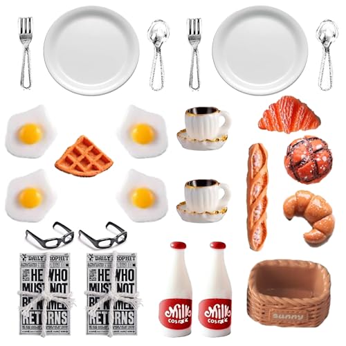 24 Stück Wichtel Zubehör, Miniatur Wichtel Zubehör Mini Geschirr Besteck Teller Eier Milch Brot Tasse Zeitung Messer Gabel Mini Küche kleine Kuchendekoration für Jungen Mini Getränke Essen Party 24 Stück Wichtel Zubehör, Miniatur Wichtel Zubehör Mini Geschirr Besteck Teller Eier Milch Brot Tasse Zeitung Messer Gabel Mini Küche kleine Kuchendekoration für Jungen Mini Getränke Essen Party von Tcnzdy