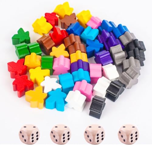Tcnzdy 48 Stück Spielfiguren für Brettspiele, 4 Stück Würfel Holz, Kleine Spielfiguren Holz Gemischte Farben Brettspiel Zubehör, Bunte Spielfiguren für frühe Bildung (12 Farben Tcnzdy 48 Stück Spielfiguren für Brettspiele, 4 Stück Würfel Holz, Kleine Spielfiguren Holz Gemischte Farben Brettspiel Zubehör, Bunte Spielfiguren für frühe Bildung (12 Farben von Tcnzdy