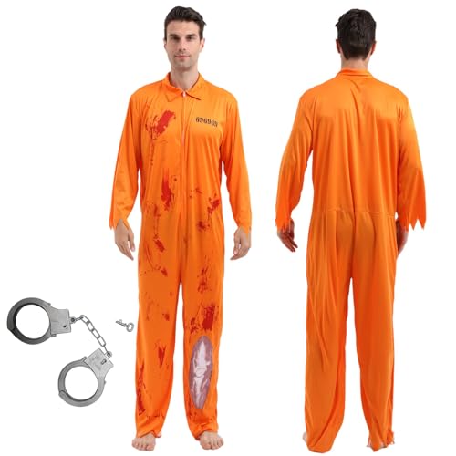 Tcnzdy Gefängnis Kostüm Orange, Handschellen Prisoner Costume Amüsant Häftling Kostüm Herren Langlebig Häftling Kostüm Orangener Overall Gefängnis Für Cosplay Halloween Tcnzdy Gefängnis Kostüm Orange, Handschellen Prisoner Costume Amüsant Häftling Kostüm Herren Langlebig Häftling Kostüm Orangener Overall Gefängnis Für Cosplay Halloween von Tcnzdy