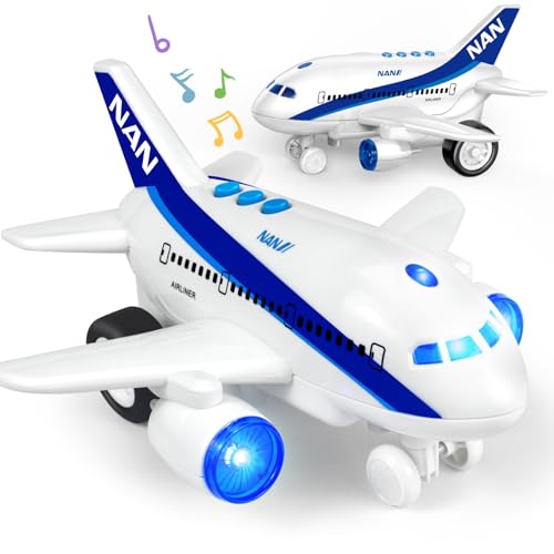 Tcvents Spielzeugflugzeug für Kinder Ab 3 Jahren - 360° Drehbar Mit Blinkenden Lichtern, Musik und Flugzeug-Sound, Elektrisches Geburtstagsgeschenk von Tcvents