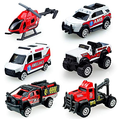 6er-Set Diecast Rettungsfahrzeuge Auto-Spielzeug LKW, Mini Rettungsfahrzeuge Spielset aus Legierungsmetall Notfall-Krankenwagen Modelle Auto-Spielzeug für 3-jährige Jungen, Kleines Autospielzeug Set 6er-Set Diecast Rettungsfahrzeuge Auto-Spielzeug LKW, Mini Rettungsfahrzeuge Spielset aus Legierungsmetall Notfall-Krankenwagen Modelle Auto-Spielzeug für 3-jährige Jungen, Kleines Autospielzeug Set von Tcvents