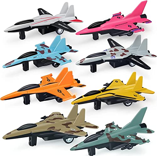 8 Stück Flugzeug-Spielzeug für 3 4 5 6 Jahre alte Jungen, Zurückzieh-Flugzeug-Spielzeug für Jungen, Flugzeug-Spielzeug, Kämpfer-Jet-Spielzeug, Armee-Flugzeug-Spielzeug von Tcvents