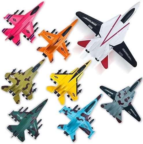 8 Stück Flugzeug-Spielzeug für 3 4 5 6 Jahre alte Jungen, Zurückzieh-Flugzeug-Spielzeug für Jungen, Flugzeug-Spielzeug, Kämpfer-Jet-Spielzeug, Armee-Flugzeug-Spielzeug von Tcvents