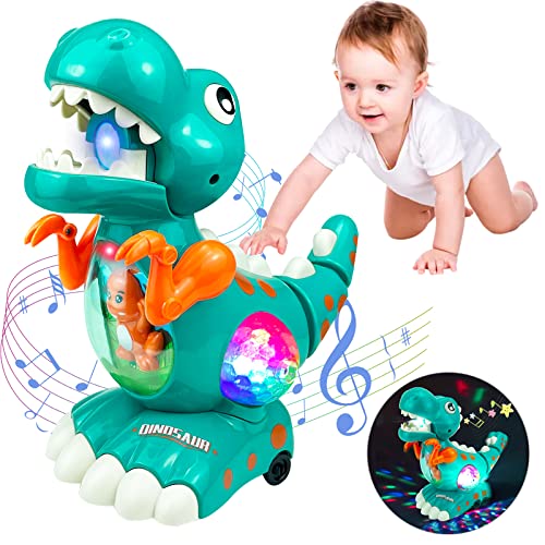 Dinosaurier-Spielzeug für Kinder, Bump and Go Action, Kleinkind, Dino-Spielzeug mit LED-Licht und Geräuschen, Walking-Roboter, Kinder, elektronisches Krabbelspielzeug für Jungen und Mädchen von Tcvents