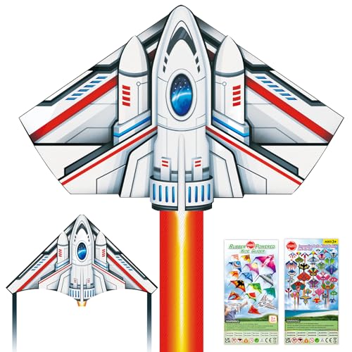 TCVENTS Drachen, 2 Stück, Raketen-Flugzeugdrachen mit Mini-Launcher, Spielzeug, leicht zu fliegen, Drachen für Kinder im Alter von 4–8, 8–12 Jahren, Geschenkdrachen für Erwachsene mit 100 m Schnur für von Tcvents