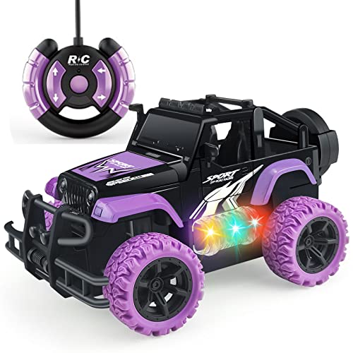 Ferngesteuertes Auto für Mädchen und Kleinkinder – Violettes RC-Auto-Spielzeug für Jungen und Mädchen, Maßstab 1:20, großer Fuß, RC-LKWs, Fahrzeuge, Autos, Weihnachten, Geburtstagsgeschenk von Tcvents