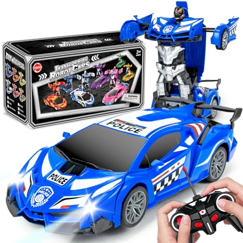 Ferngesteuertes Polizeiauto für Jungen 4-7, 1:18 Maßstab Roboter RC Auto - 2 in 1 Racing RC Roboter Auto Spielzeug, Ein-Knopf-Deformation & 360°Driften, Rc Auto für Jungen Alter 6-8 8-12 Geburtstag Ferngesteuertes Polizeiauto für Jungen 4-7, 1:18 Maßstab Roboter RC Auto - 2 in 1 Racing RC Roboter Auto Spielzeug, Ein-Knopf-Deformation & 360°Driften, Rc Auto für Jungen Alter 6-8 8-12 Geburtstag von Tcvents