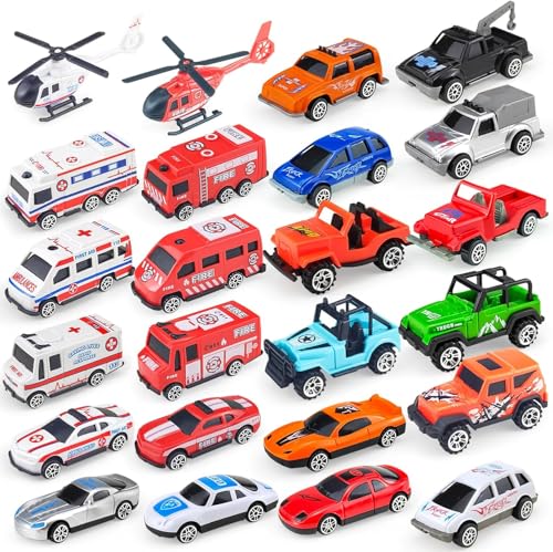 Tcvents 24 Stück Spielzeugautos, Mini-Autos für Kinder, Stadtfahrzeuge und Spielzeugautos für Kleinkinder im Alter von 1 bis 3 Jahren, kleine Feuerwehrwagen, Krankenwagen und Polizeifahrzeuge Tcvents 24 Stück Spielzeugautos, Mini-Autos für Kinder, Stadtfahrzeuge und Spielzeugautos für Kleinkinder im Alter von 1 bis 3 Jahren, kleine Feuerwehrwagen, Krankenwagen und Polizeifahrzeuge von Tcvents