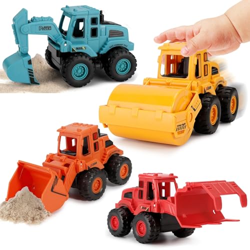Tczecoo 4 Stück Baufahrzeuge Spielzeug, Baufahrzeuge Fahrzeuge, Auto Spielzeugautos Set, Bagger Spielzeug, Mini Traktor Bulldozer Diecast Vehicle für Kinder Jungen Mädchen ab 3 Jahren von Tczecoo