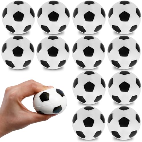 Tczecoo 12 Stück Mini Fussball, 6cm Stressfußbälle, Mini Stress Sportbälle, SchaumStoffbälle, Mini Fußball Stressbälle, Antistressball für Kinder und Erwachsene Fußballs Party von Tczecoo