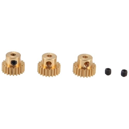 Tdkjfoutr 3 STÜCKE 3,175 mm Welle Messing Ritzel Motorgetriebe 32DP 48DP 64DP M0.6 für 1/10 1/8 RC Auto 3650 3660 Ersatzzubehör 21t von Tdkjfoutr