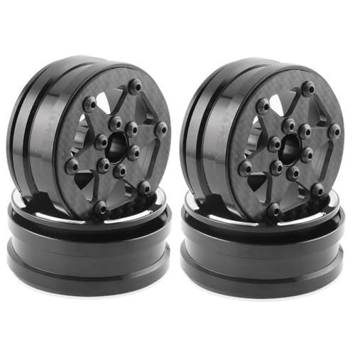 Tdkjfoutr 4-Teilige 1,9-Beadlock-Radnabe Aus Kohlefaser für 1/10 RC Crawler Car Axial SCX10 TRX4 C von Tdkjfoutr