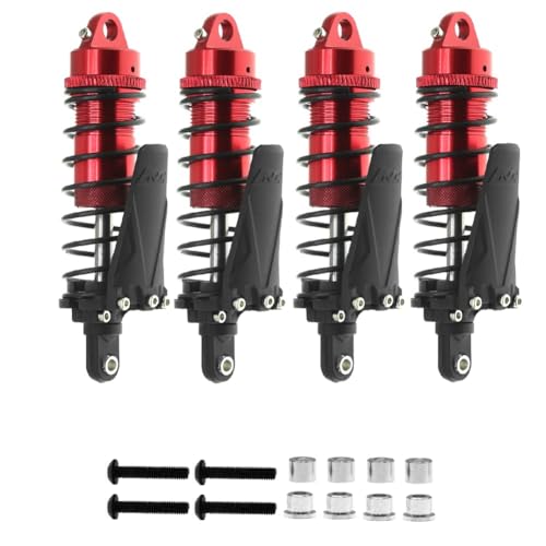 Tdkjfoutr 4PC Metall RC Huckepack Stoßdämpfer Loch zu Loch 90mm für 1/10 RC Crawler Auto -4 TRX4 Axial SCX10II D90 CC01 Ersatzteile, Rot von Tdkjfoutr