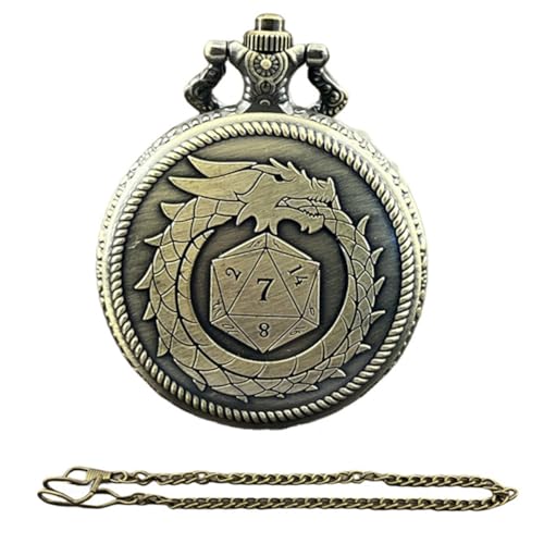 Tdkjfoutr Taschenuhr und Mehrseitiges Mini-Würfelset Aus Metall, Brettspiel, Coole Tischwürfel-Taschenuhr Ohne Zifferblatt von Tdkjfoutr