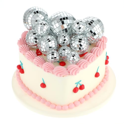 12 Stück Disco Spiegel Ball, Disco Kugel Kuchendekoration Discokugel Klein Silber Mini Discokugel Discokugel Deko Mini Discokugel Deko Für 70er Jahre Disco Party (6/5/3.5/2.5/2.3cm) von Teaaha